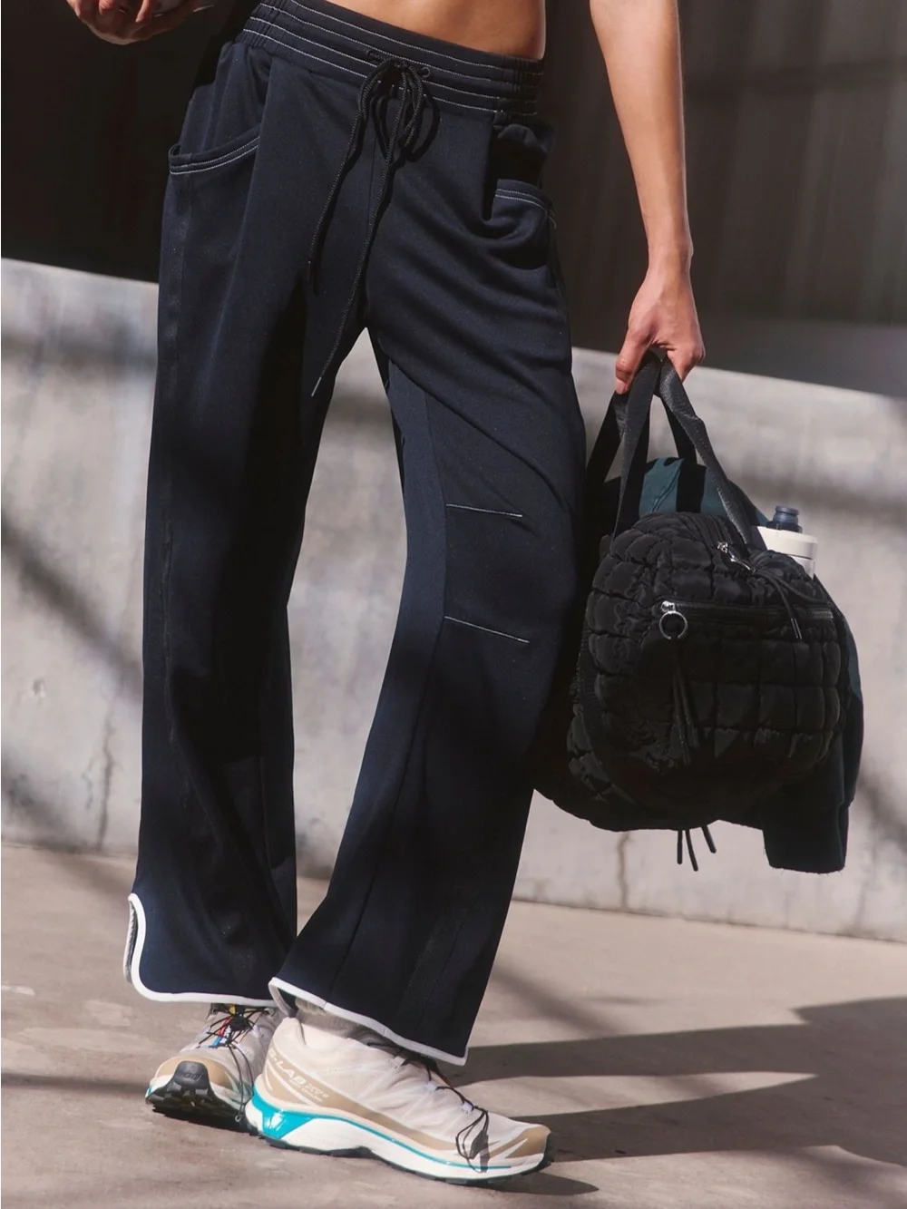 NWT Free People Champ Is Here Knit Pants in Black/White Combo